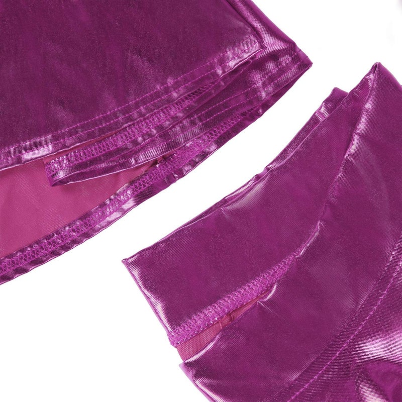 HDE Women's Solid Color Metallic Flared Pleated Club Skater Skirt Hot Pink - M - Image 5